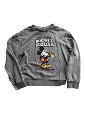 Disney Mickey Mouse Graphic Crewneck Sweater Size Large Gray Walt Disney Y2K VTG